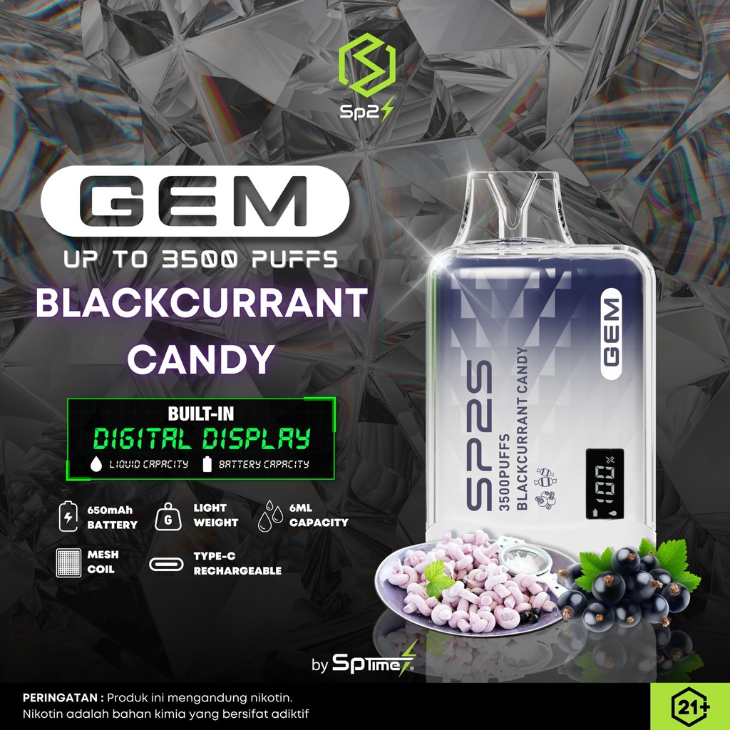 SP2S Disposable GEM Blackcurrant Candy